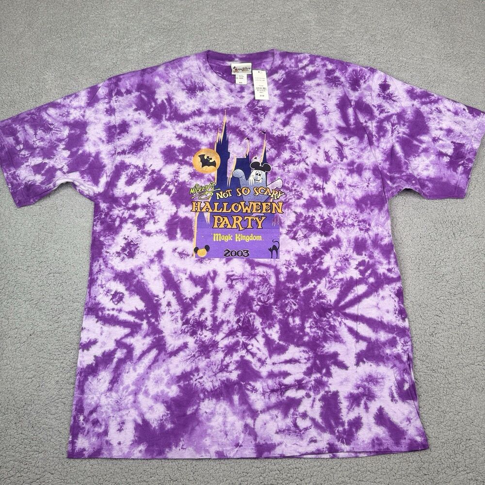 VTG Disney Mickey Halloween Party 2003 Shirt Mens 2XL Purple Tie Dye Tee NWT NOS